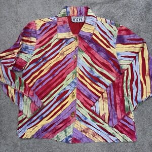 Vintage Keren Hart Women's Size Large Rainbow Tie-Dye Ribbon Jacket Blazer